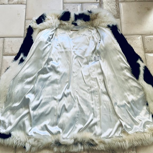 NOT FOR SALE - Spotted/Cow pattern Genuine Sheep Skin Shearing Fur Coat - Picture 8 of 12